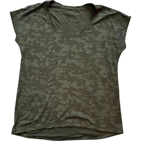 Lululemon Miles Ahead Short Sleeve (Camo) Deep Camo Green Size 6 NEW - Picture 3 of 6